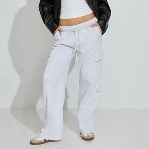 Garage Womens White Fleece Cargo Sweatpants